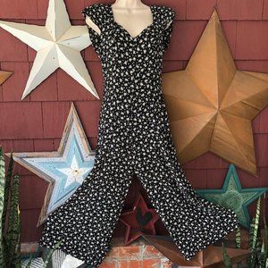 Vintage Womens The Original Inc. Black & White Floral Jumpsuit USA Size 6